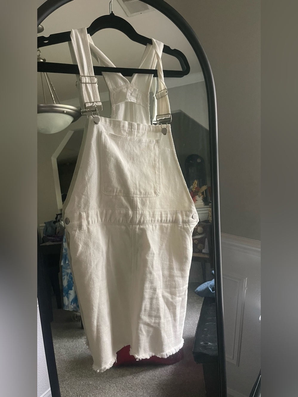 White Denim Overall Dress - Women